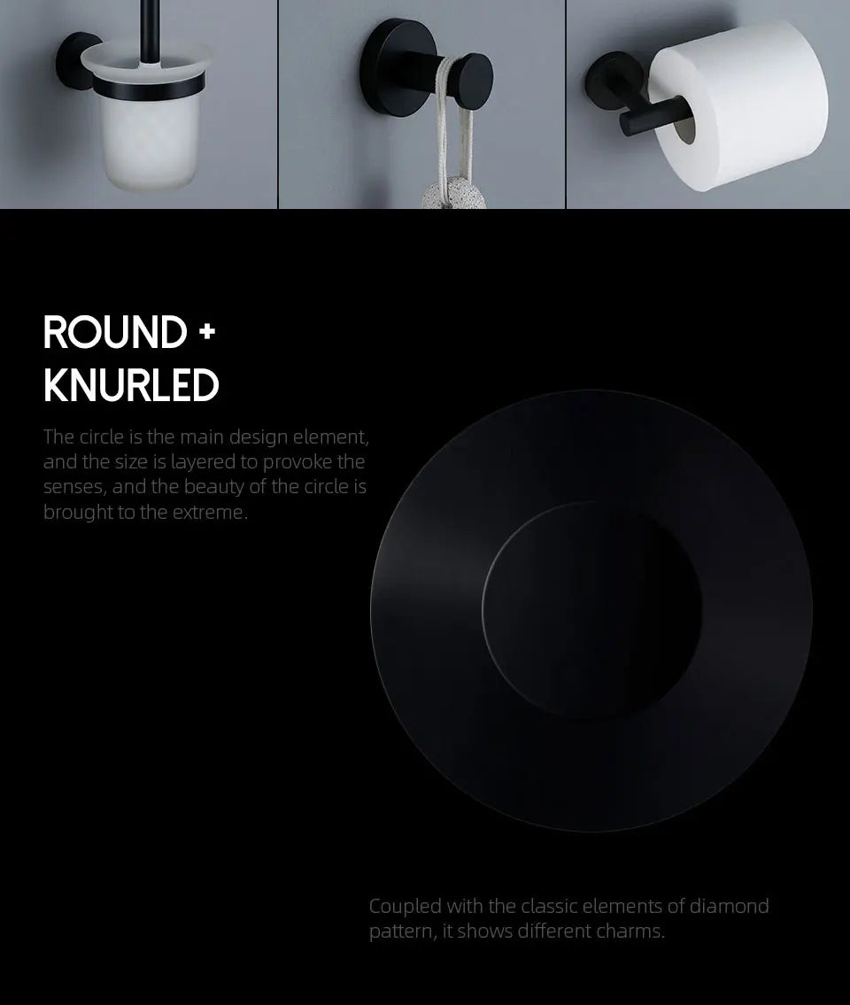 Matte Black Knurled Bathroom Accessories