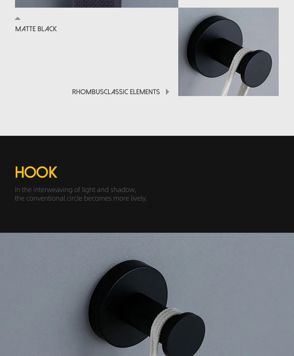 Matte Black Knurled Bathroom Accessories