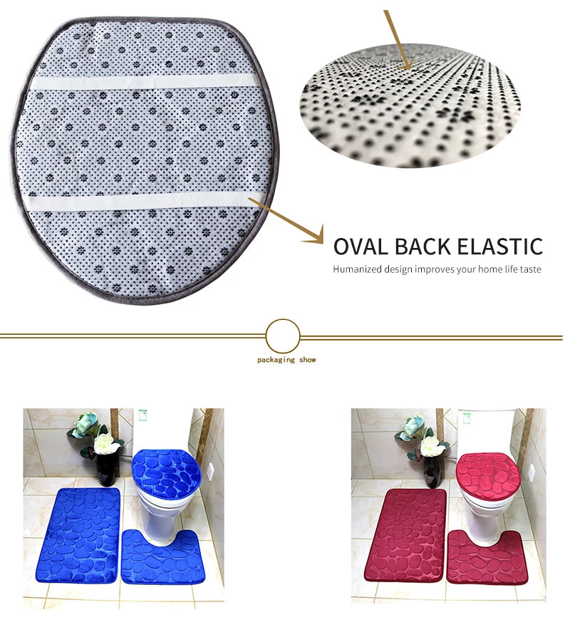 Bathroom mats sets of 2 or 3 pcs(1 Toilet cover, bottom toilet mat or 1 bathroom mat)