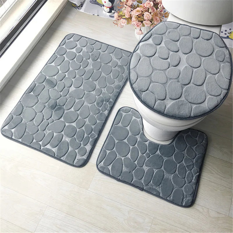 Bathroom mats sets of 2 or 3 pcs(1 Toilet cover, bottom toilet mat or 1 bathroom mat)