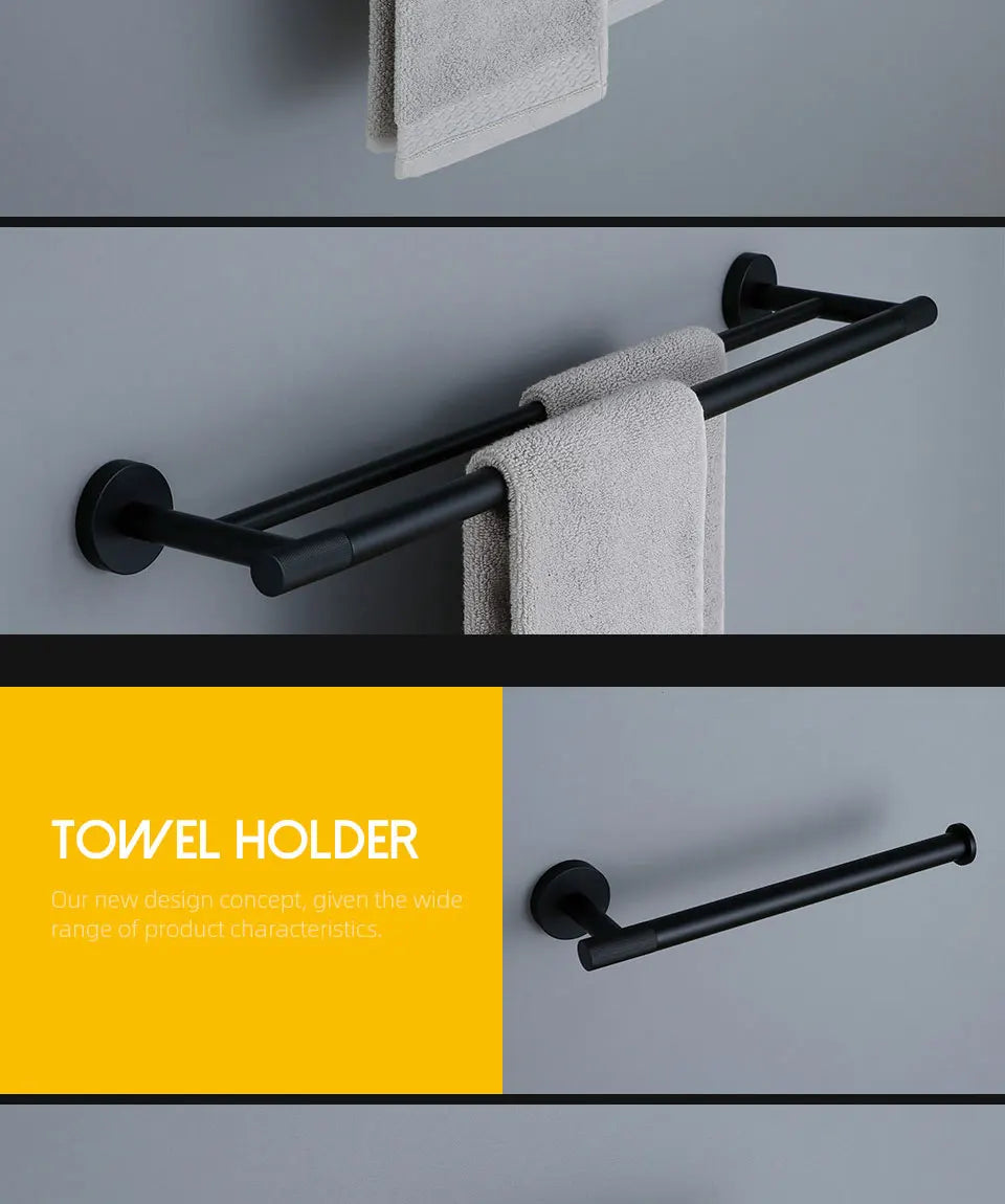 Matte Black Knurled Bathroom Accessories