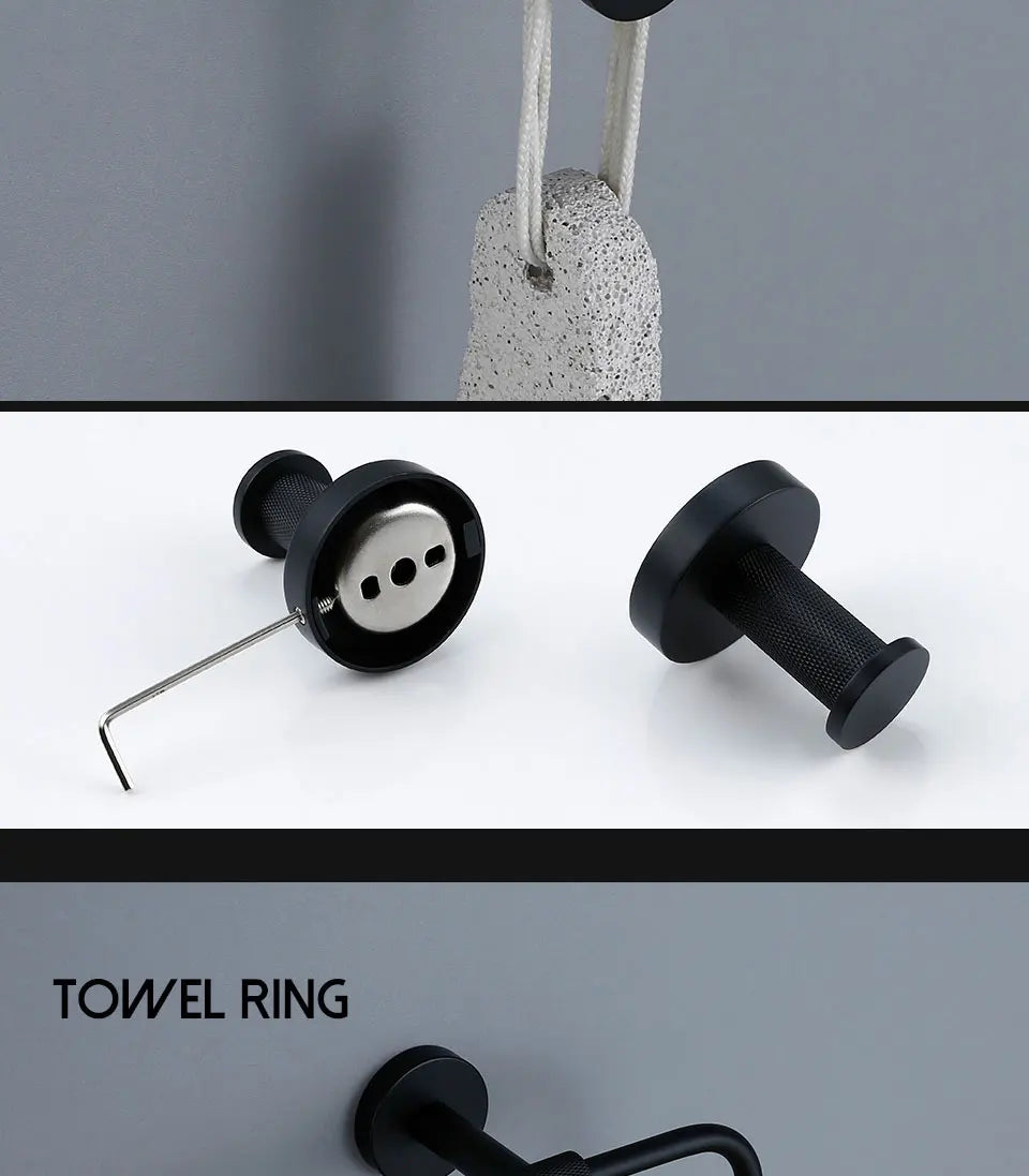 Matte Black Knurled Bathroom Accessories