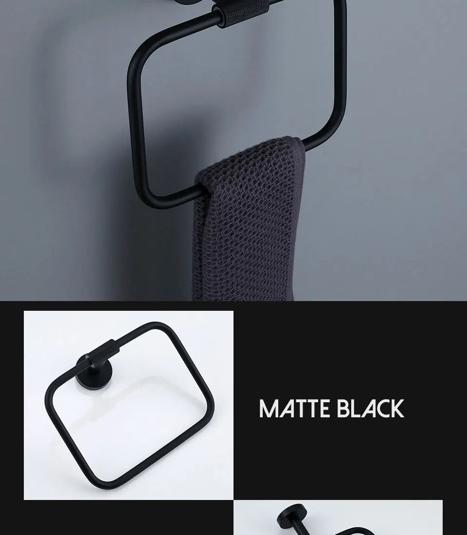 Matte Black Knurled Bathroom Accessories