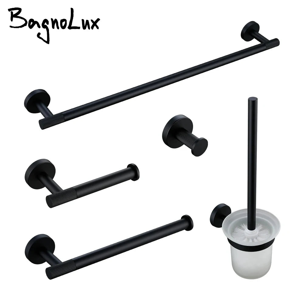 Matte Black Knurled Bathroom Accessories