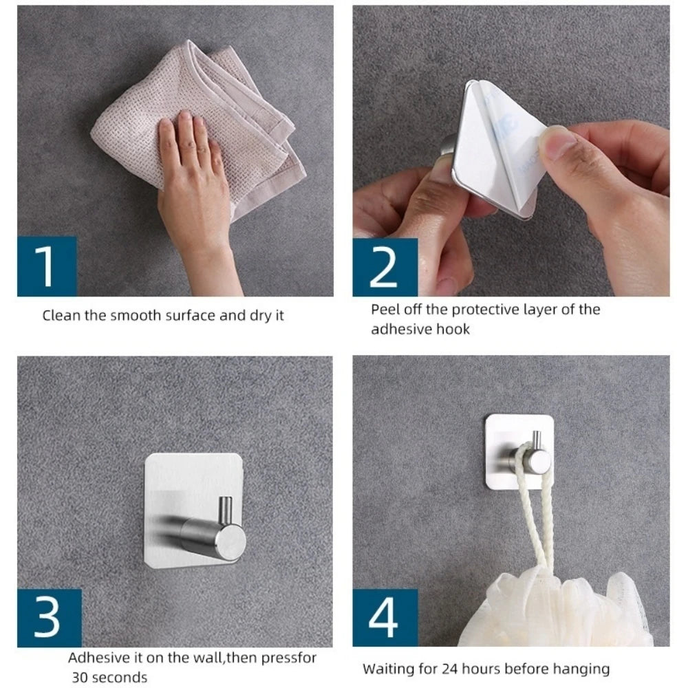 Self-Adhesive Waterproof Stainless Steel Hooks