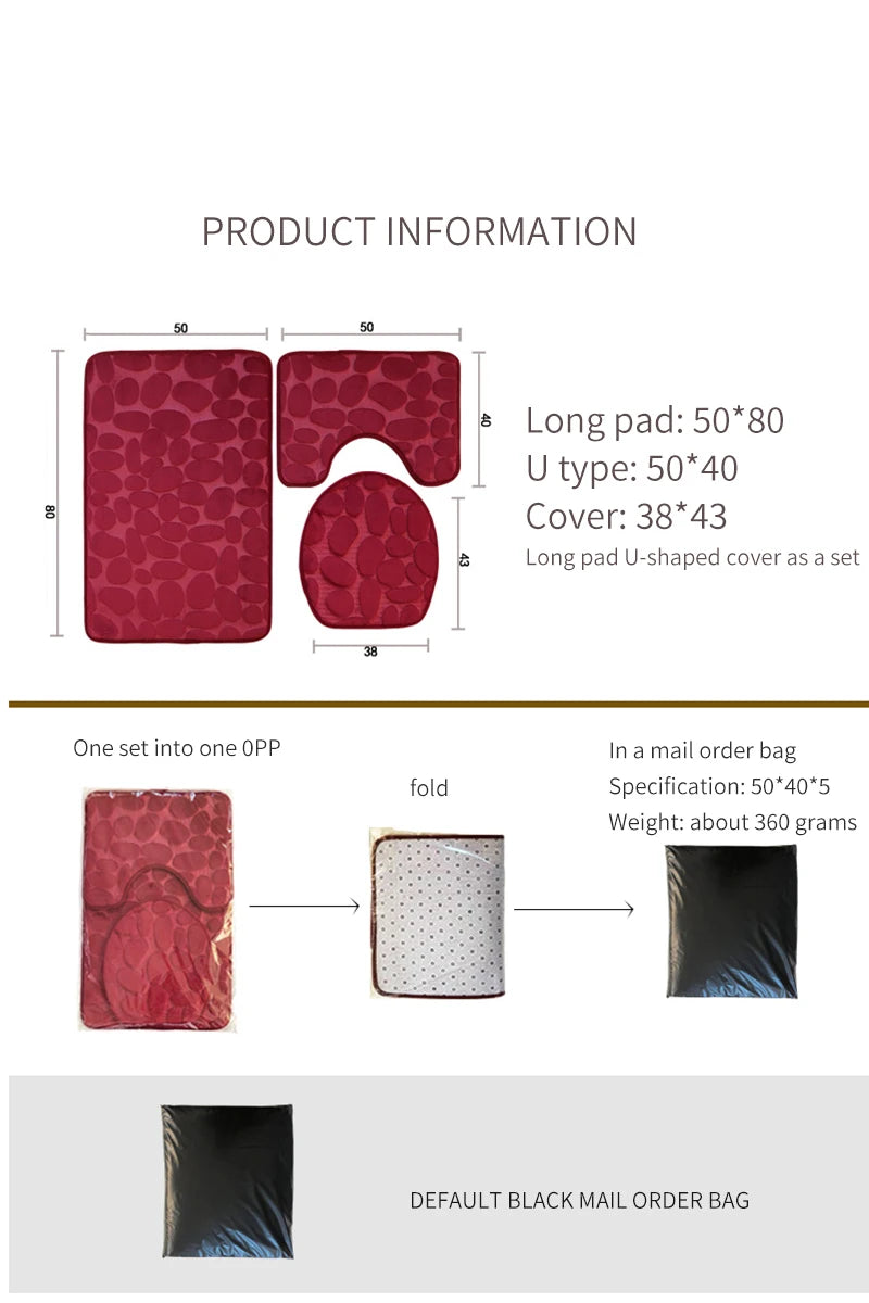 Bathroom mats sets of 2 or 3 pcs(1 Toilet cover, bottom toilet mat or 1 bathroom mat)