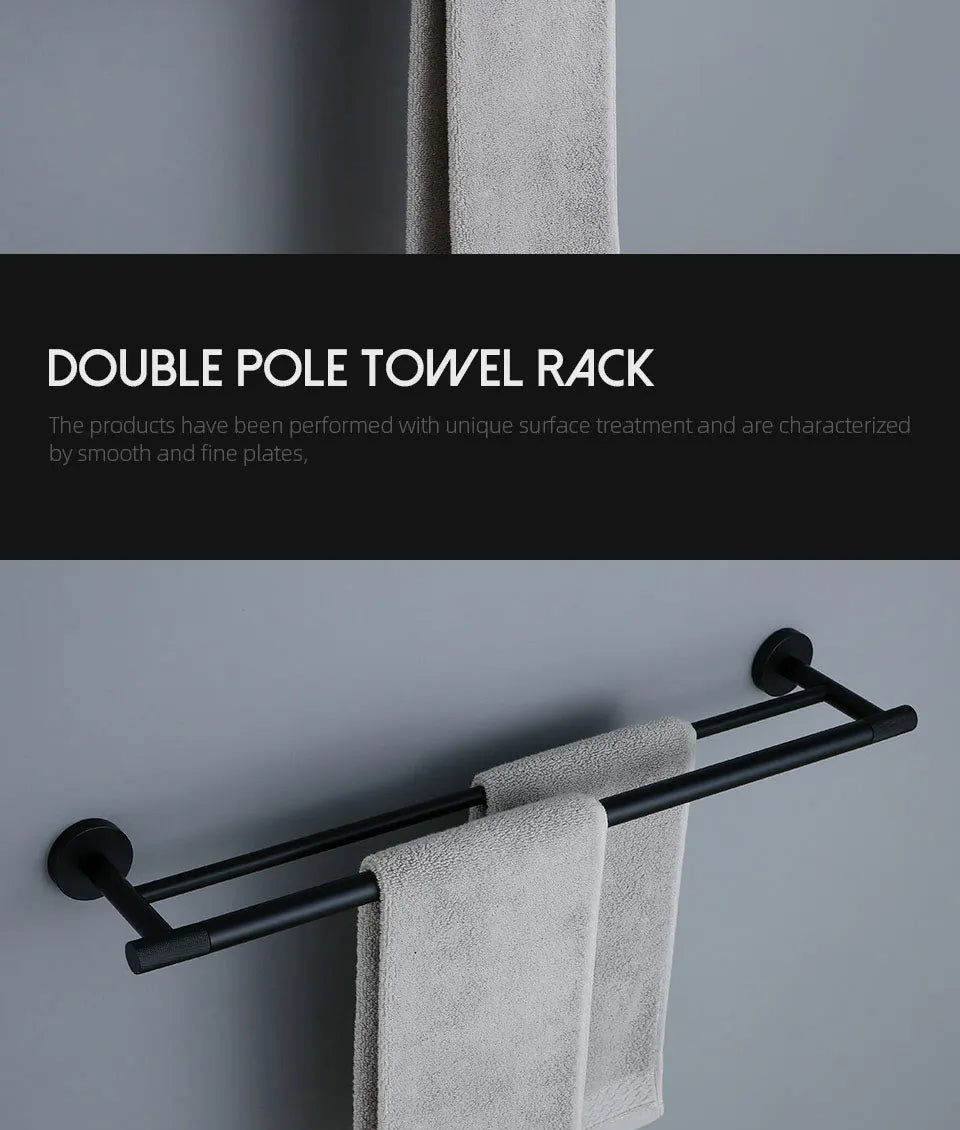 Matte Black Knurled Bathroom Accessories