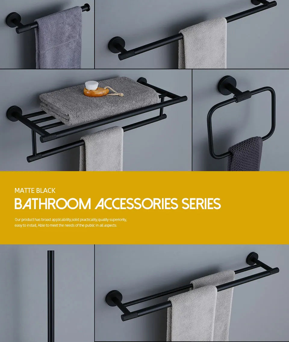 Matte Black Knurled Bathroom Accessories