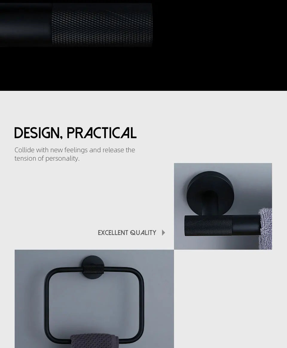 Matte Black Knurled Bathroom Accessories