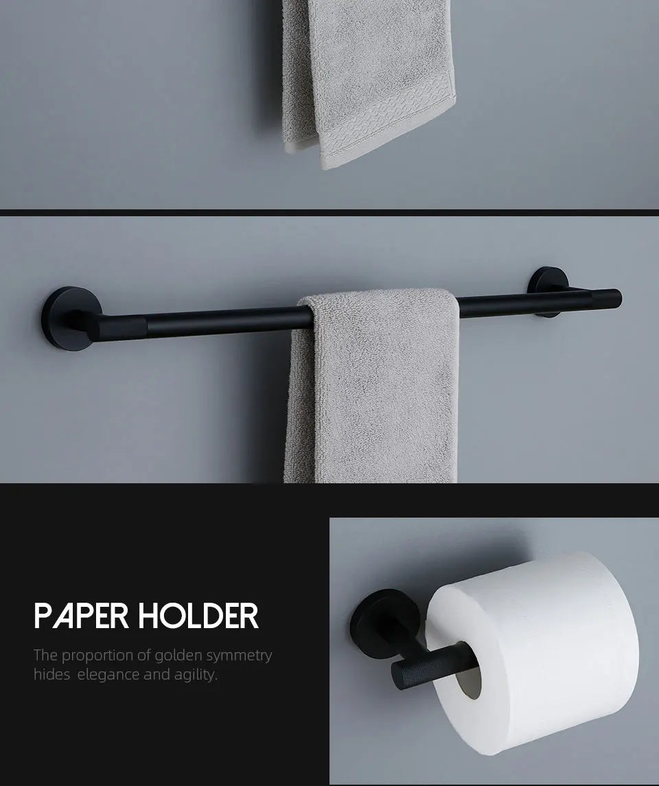 Matte Black Knurled Bathroom Accessories