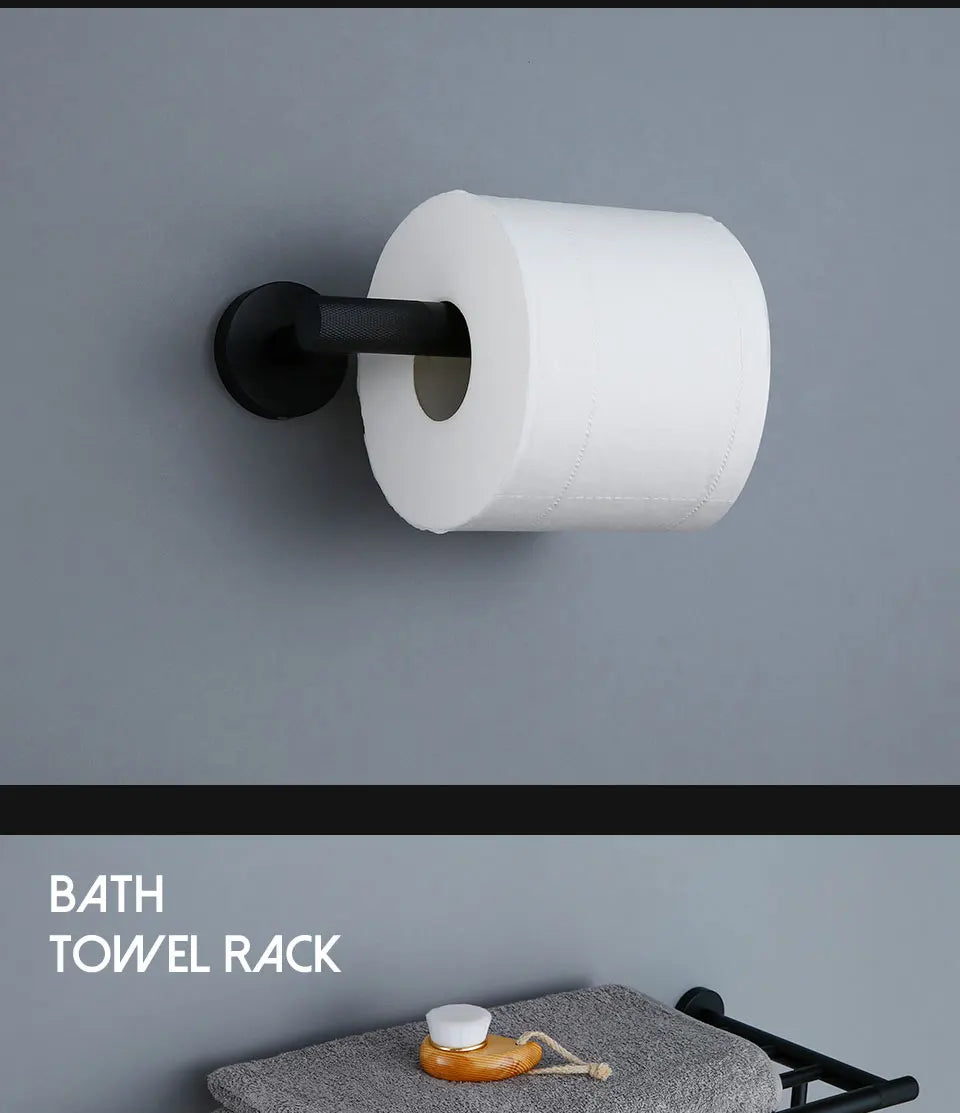 Matte Black Knurled Bathroom Accessories