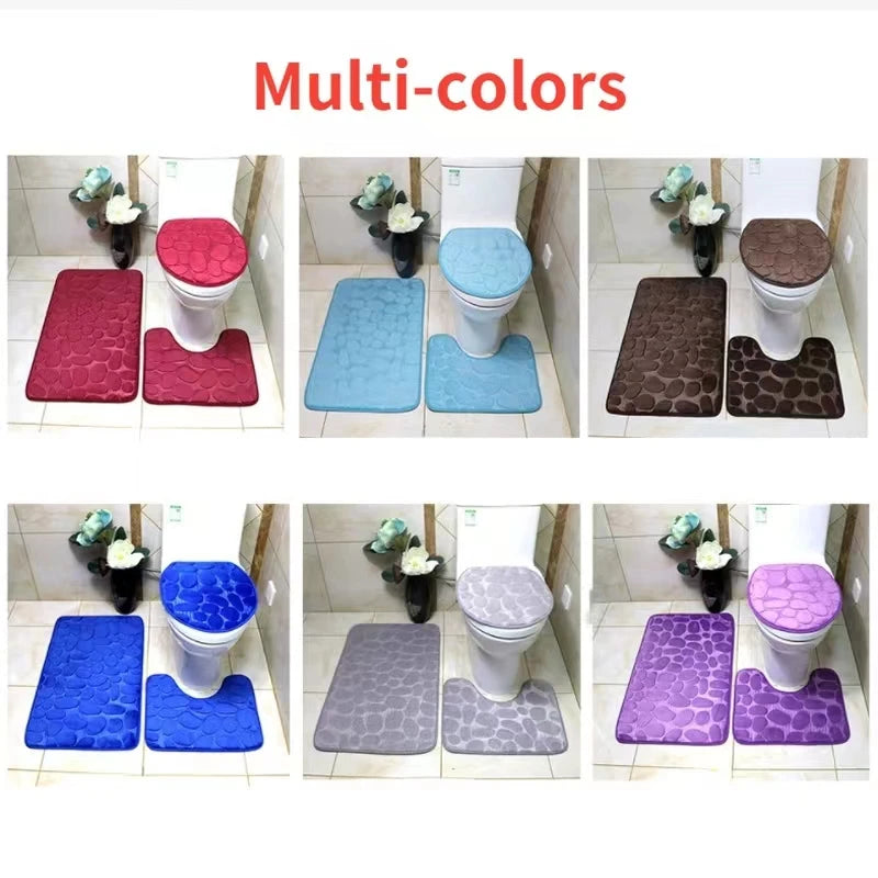 Bathroom mats sets of 2 or 3 pcs(1 Toilet cover, bottom toilet mat or 1 bathroom mat)