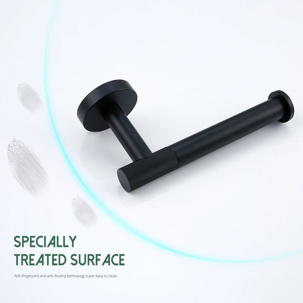 Matte Black Knurled Bathroom Accessories