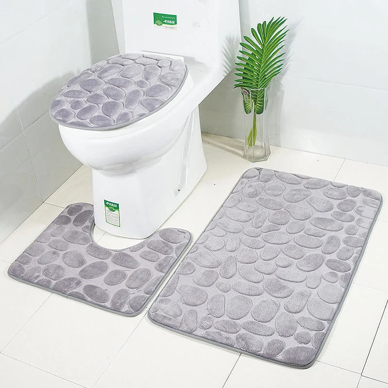 Bathroom mats sets of 2 or 3 pcs(1 Toilet cover, bottom toilet mat or 1 bathroom mat)