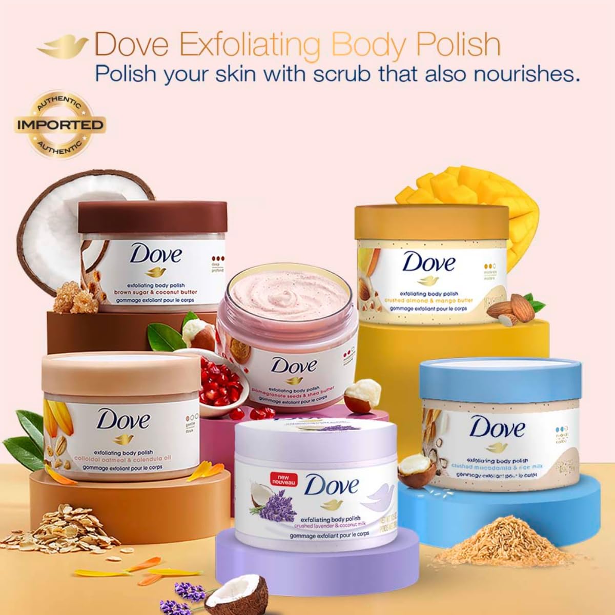 Dove Exfoliating Body Polish Scrub with Crushed Lavender & Coconut Milk
