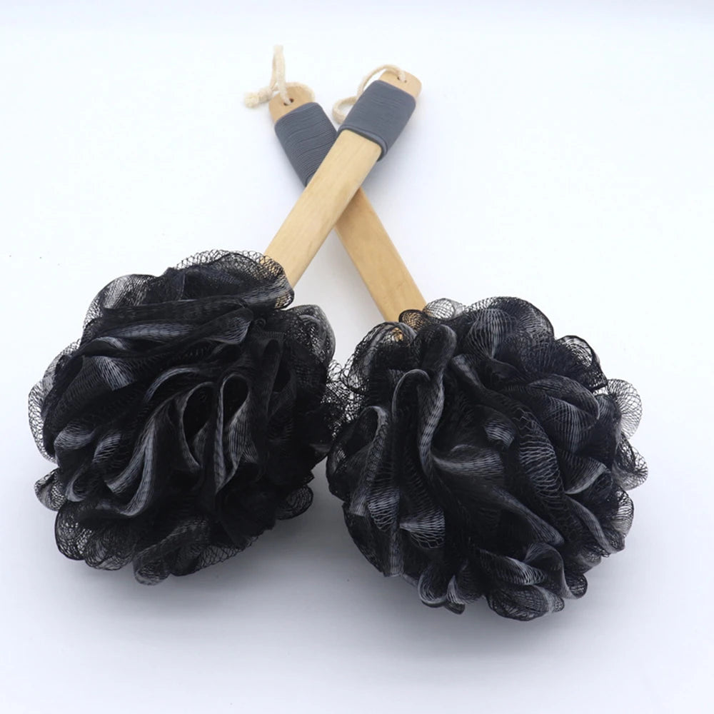 Black Bamboo Bathing Loofah with handle