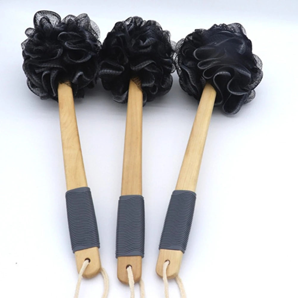 Black Bamboo Bathing Loofah with handle