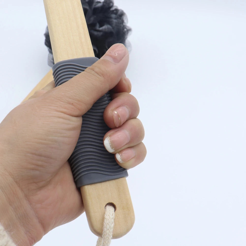 Black Bamboo Bathing Loofah with handle