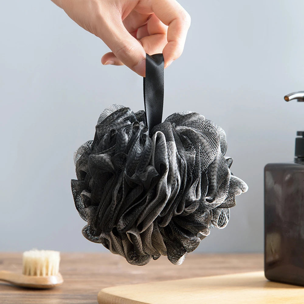 Black Bamboo Bathing Loofah with handle