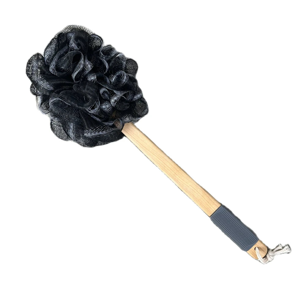 Black Bamboo Bathing Loofah with handle